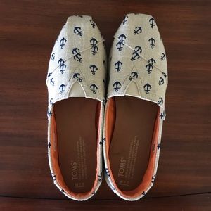 TOMS Natural Burlap Shoes with Embroidered Anchors